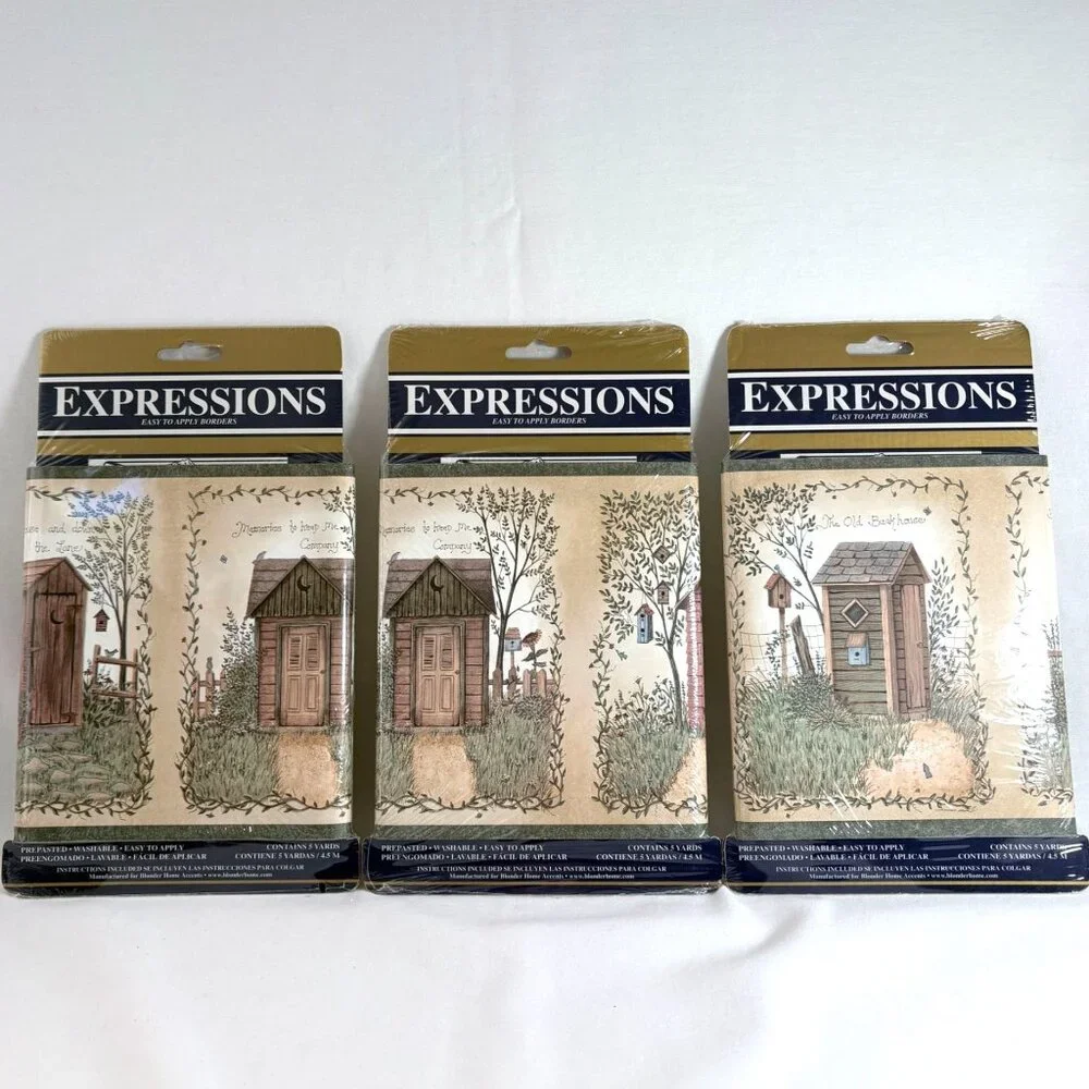 Vintage Expressions Country Themed Outhouses 3x Wallpaper Border‎ Decor 15 yds